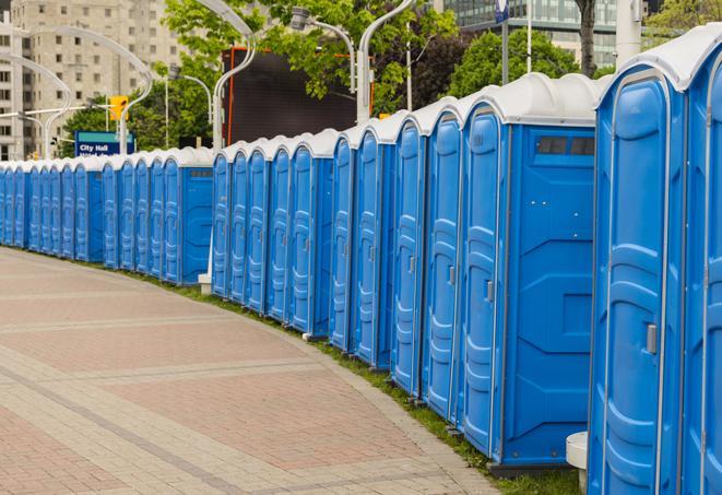 Seasonal porta potty units set up at a Porterville, California venue